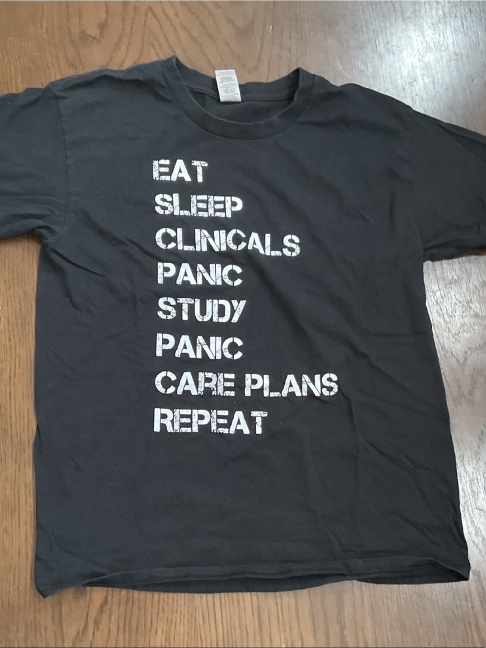 Gildan Black Short-Sleeve Tee with White 'Eat Sleep Clinicals' Graphic